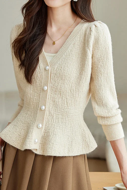 Soft Thick Cashmere SweatersV-neck glittery knitted cardigan