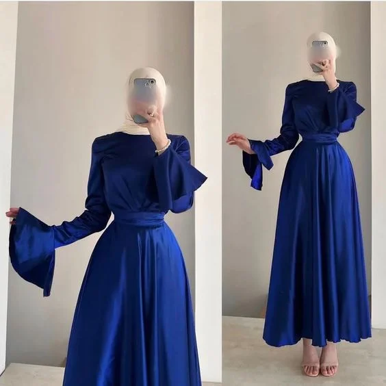 maxi prom dressesSimple Royal Blue A-line Prom Dress,Royal Blue Muslim Dress Y6982