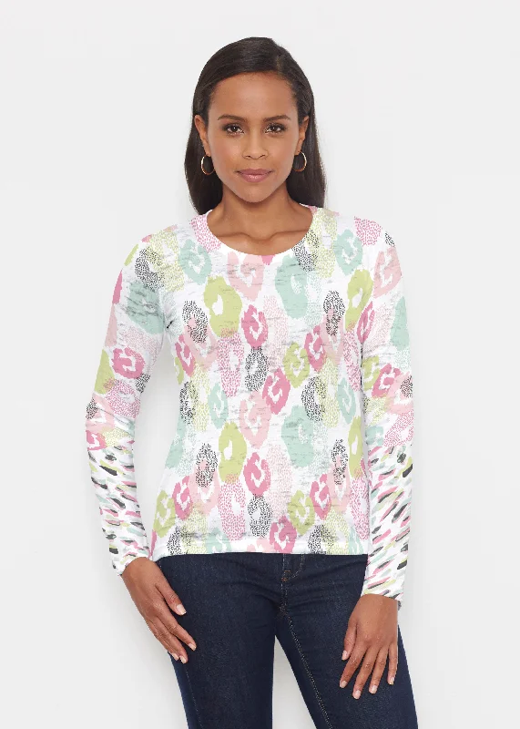 women's tops for vintage fashion enthusiastsAbstract Pastel Ikat (7813) ~ Signature Long Sleeve Crew Shirt