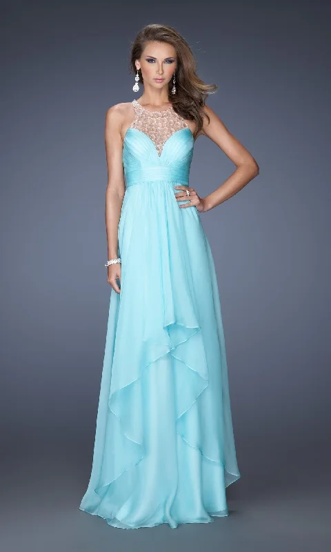 maxi prom dressesLa Femme Crystal-High-Neck Chiffon Prom Dress 20060