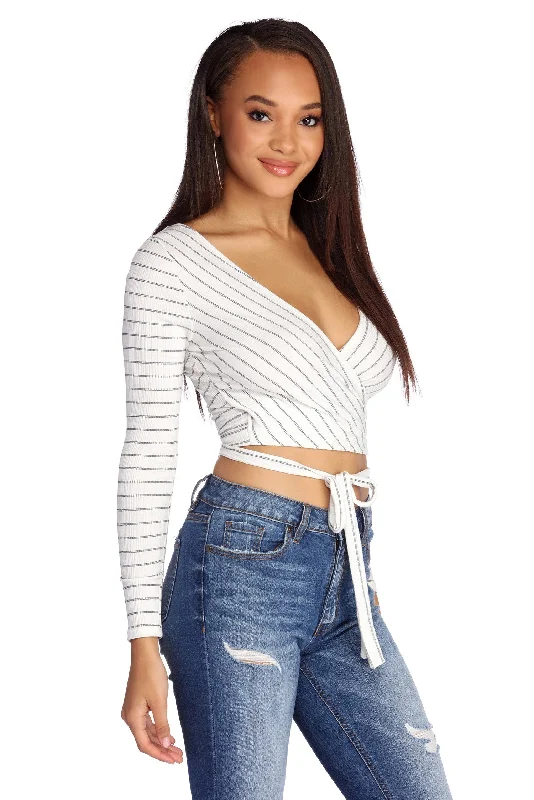 women's tops with embroidery detailsWrap On It Crop Top