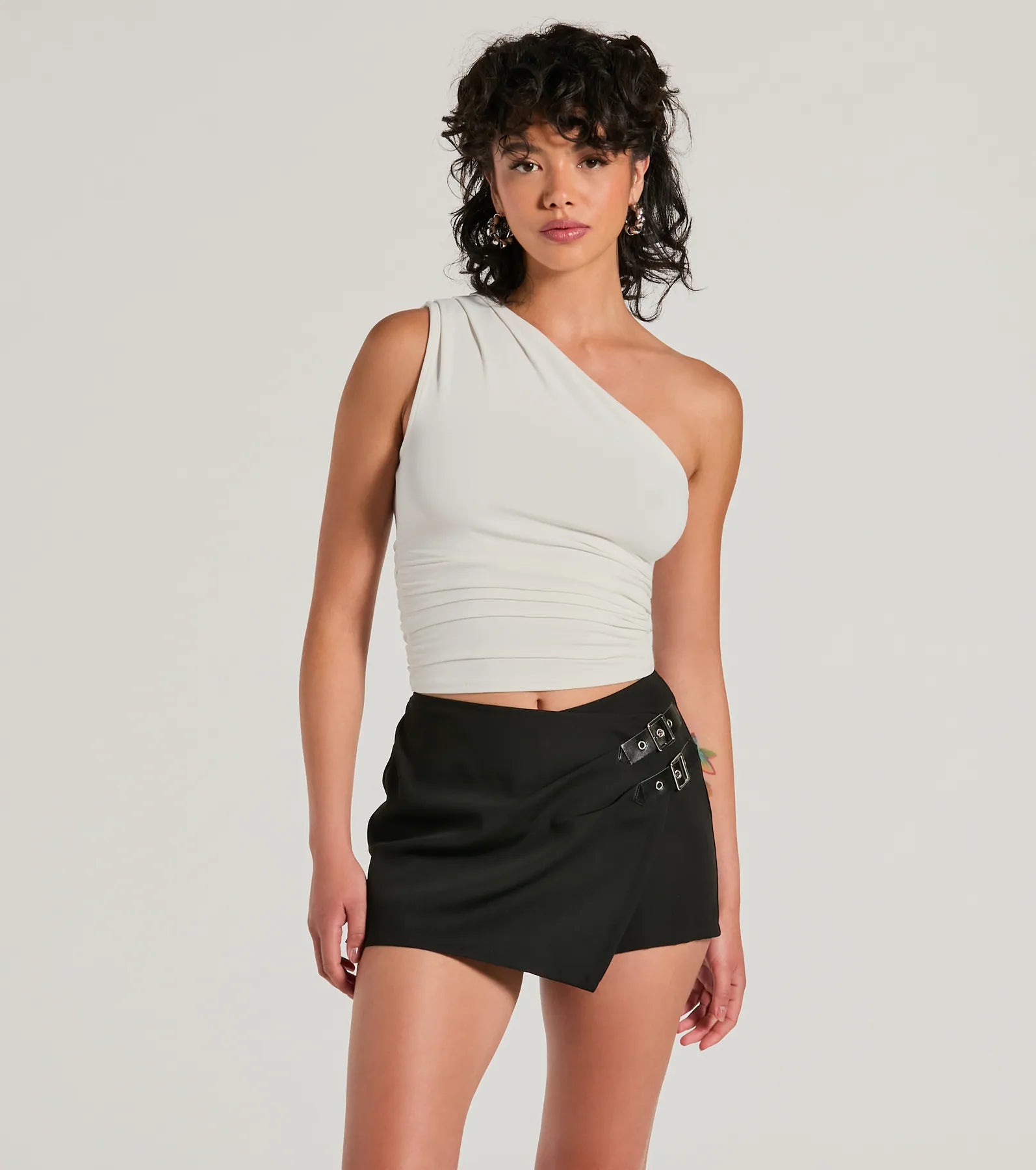 women's tops for those who want to wear pieces that are both functional and fashionableGroove Time One-Shoulder Ruched Crop Top