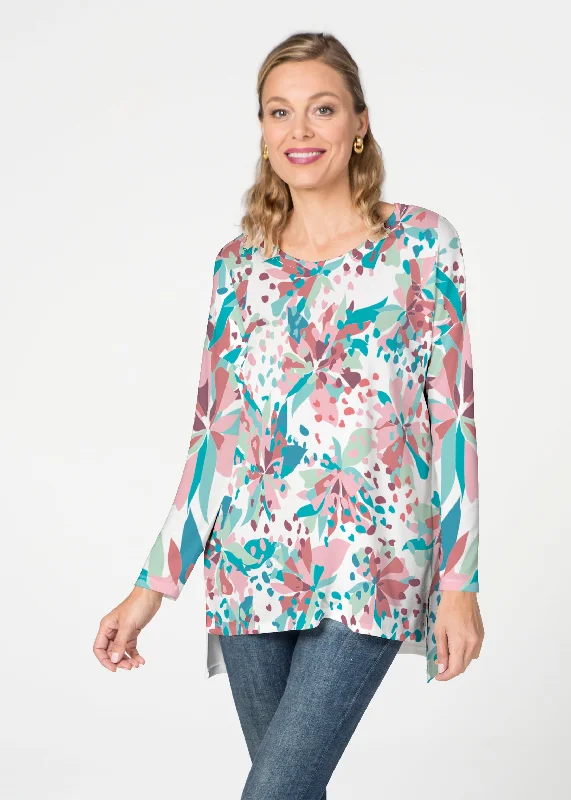 women's tops for those who love to shop for unique findsFloral Leopard Teal (7838) ~ Slouchy Butterknit Top