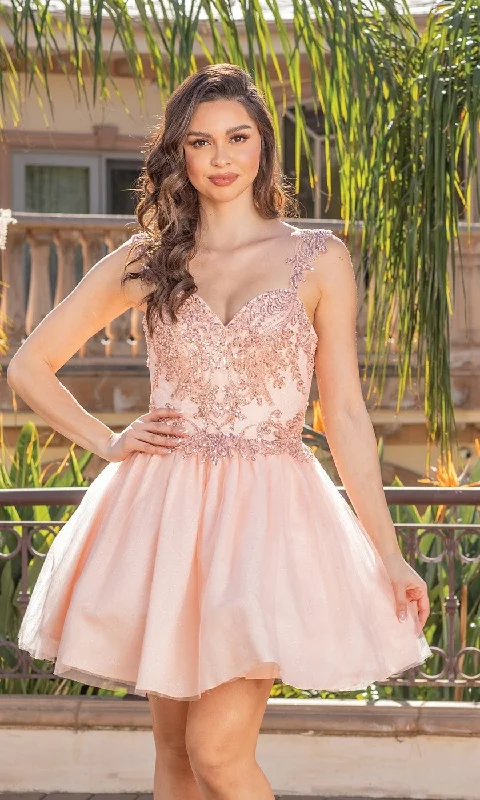 custom prom dressesBabydoll Glitter-Embroidery Short Prom Dress