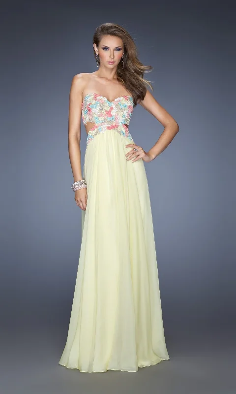 high-low prom dressesLa Femme Multicolor-Lace Chiffon Prom Dress 20059