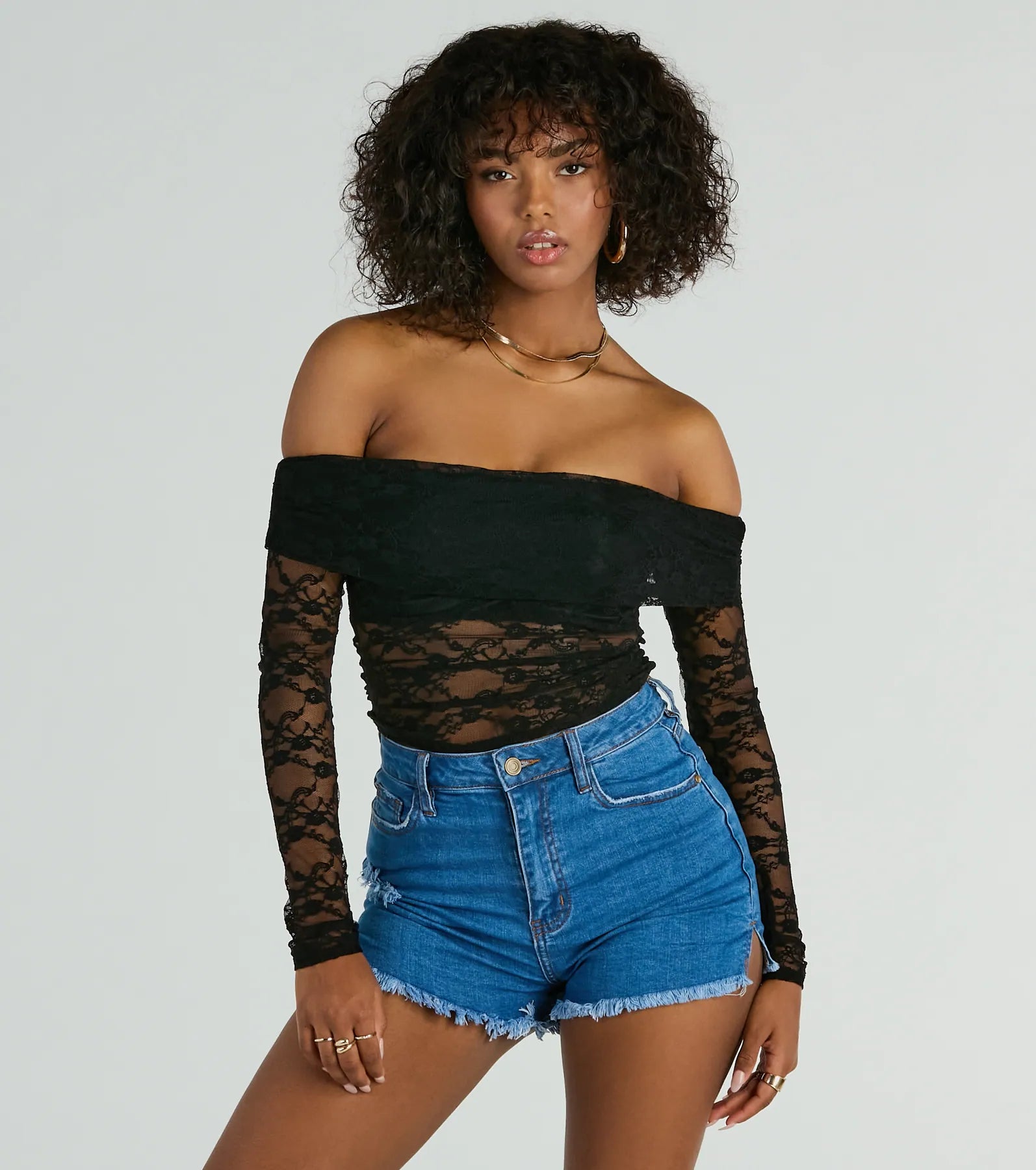 plus-size women's topsSultry Aura Off-The-Shoulder Lace Crop Top