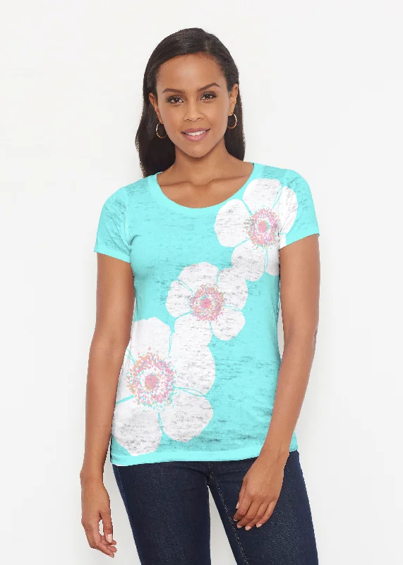 women's tops for beach outingsPoppy Seaglass Green (7107) ~ Signature Short Sleeve Scoop Shirt