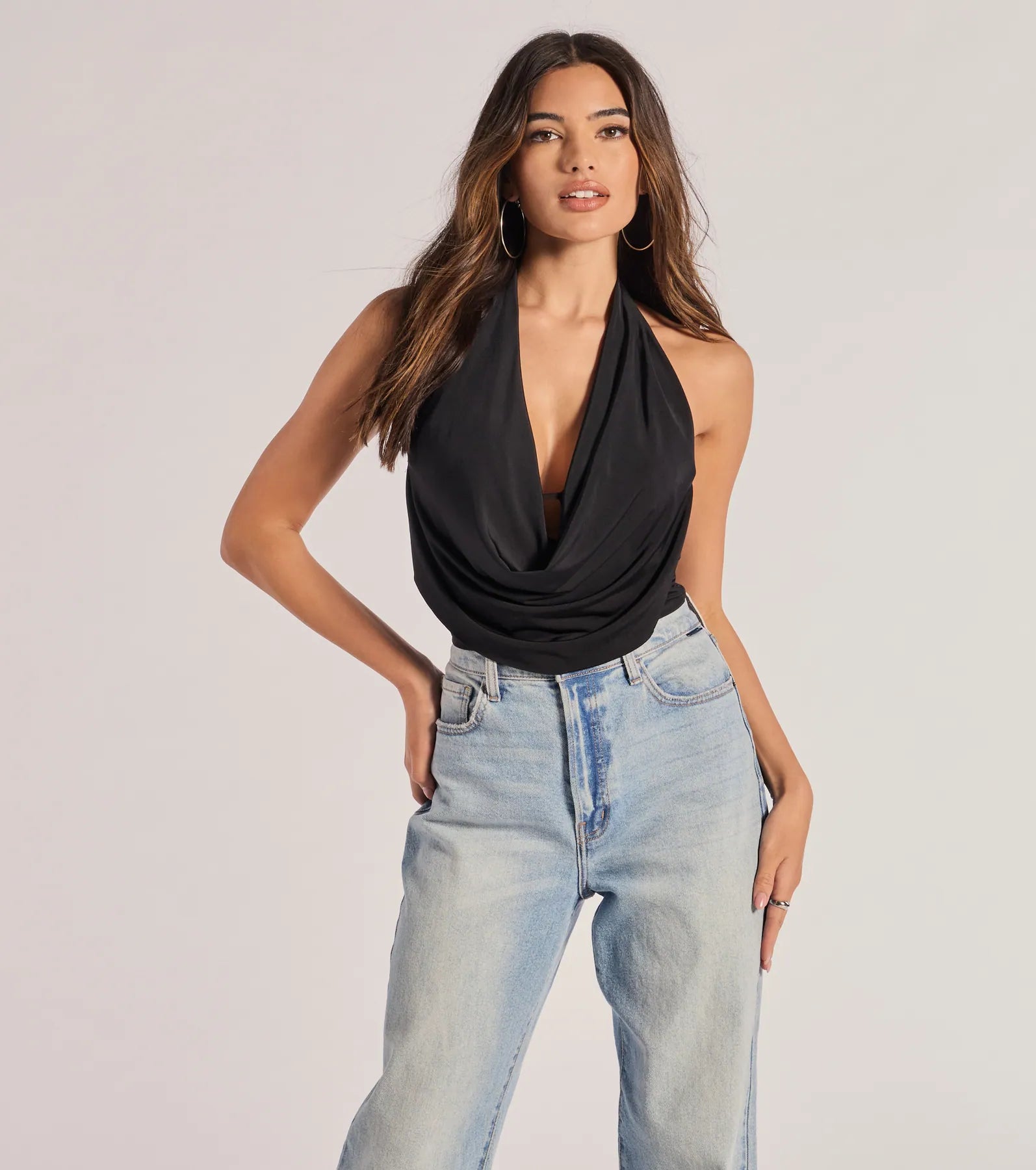 women's tops in solid colorsTake The Plunge Sleeveless Halter Crop Top