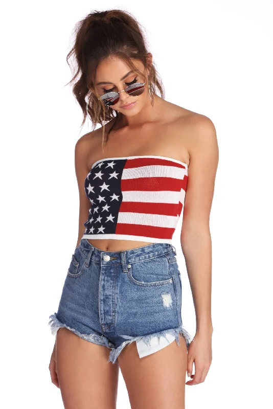 women's tops for creating capsule wardrobesStars And Stripes Crop Top