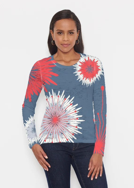 women's tops for those who want to stay on top of the latest fashion trends and wear pieces that are both stylish and on-trendFlower Burst RWB (2027) ~ Signature Long Sleeve Crew Shirt