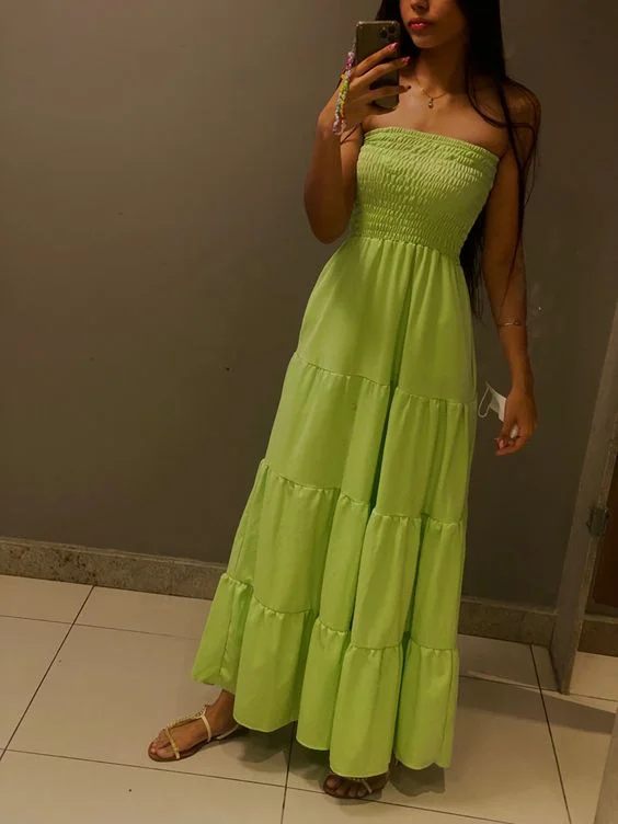 halter neck prom dressesSimple Green A-line Prom Dress,Green Beach Dress Y6944