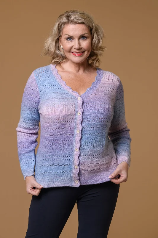 Turtle-Neck SweatersChunky Pointelle Cardigan -Lilac