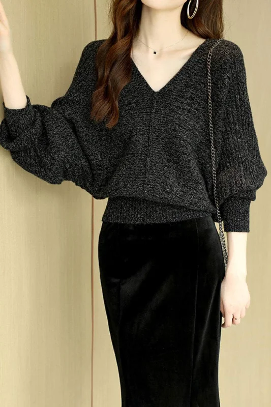 Turtle-Neck SweatersV-neck Bat-sleeved Knitted Sweater