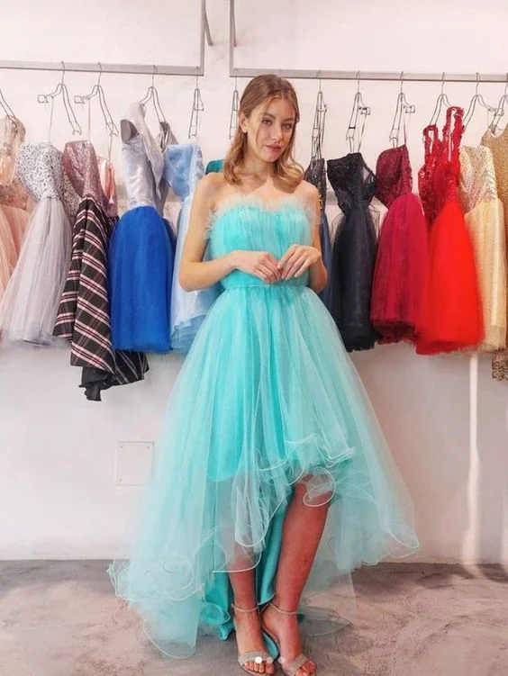 halter prom dressesTulle High Low Prom Dresses Sweetheart Evening Dresses Y5687