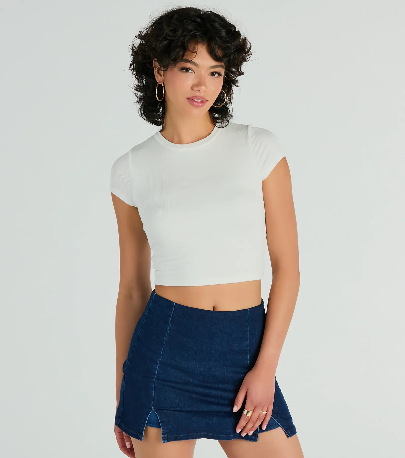 women's tops for those who want to invest in timeless piecesEffortless Style Short Sleeve Ribbed Knit Crop Top