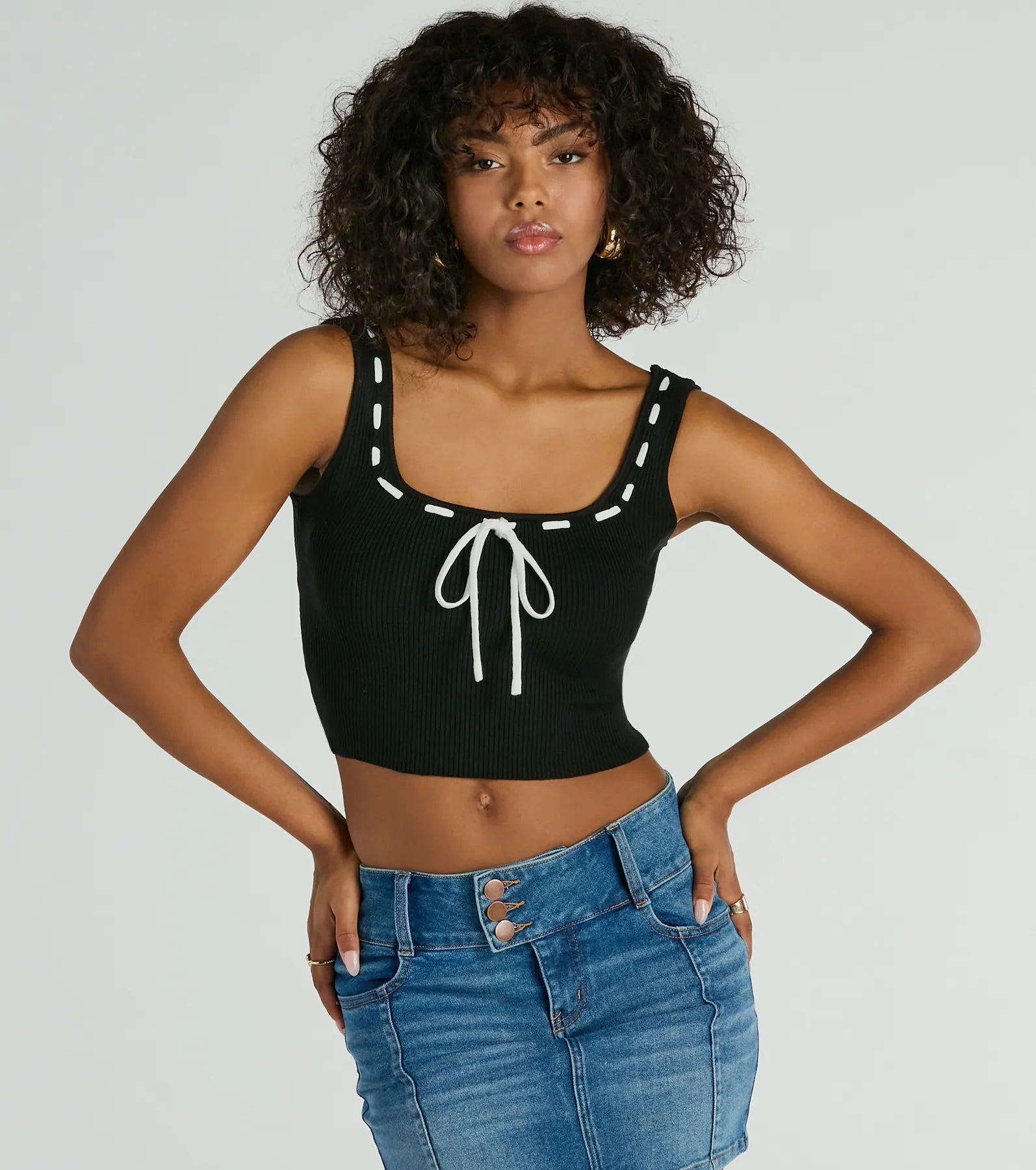 women's tops with unique designsDelicate Perfection Ribbon Bow Knit Tank Top