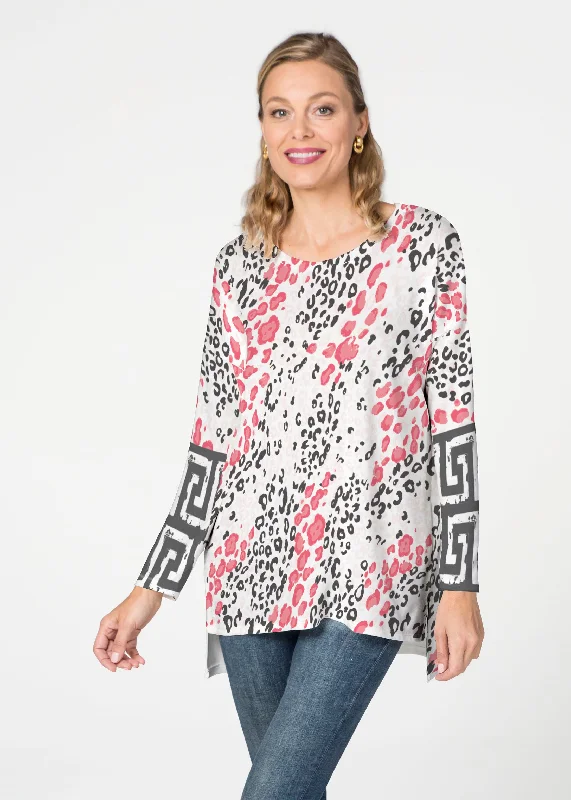 women's tops for relaxed weekendsGreek Cat Pink (7903) ~ Slouchy Butterknit Top