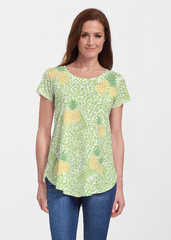 women's tops for those who refuse to compromise on stylePineapple Lime (10180) ~ Signature Short Sleeve Scoop Neck Flowy Tunic