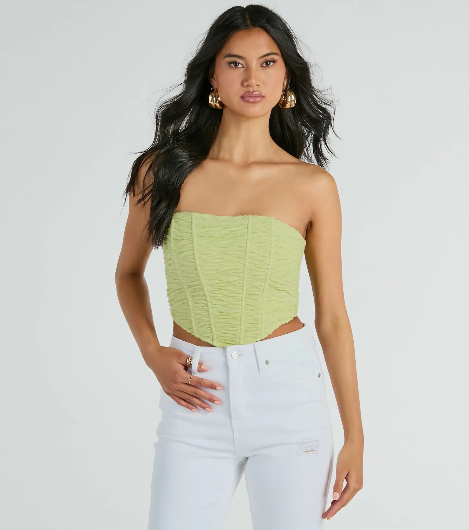 women's tops for picnics in the parkIn The Spotlight Strapless Ruched Corset Top