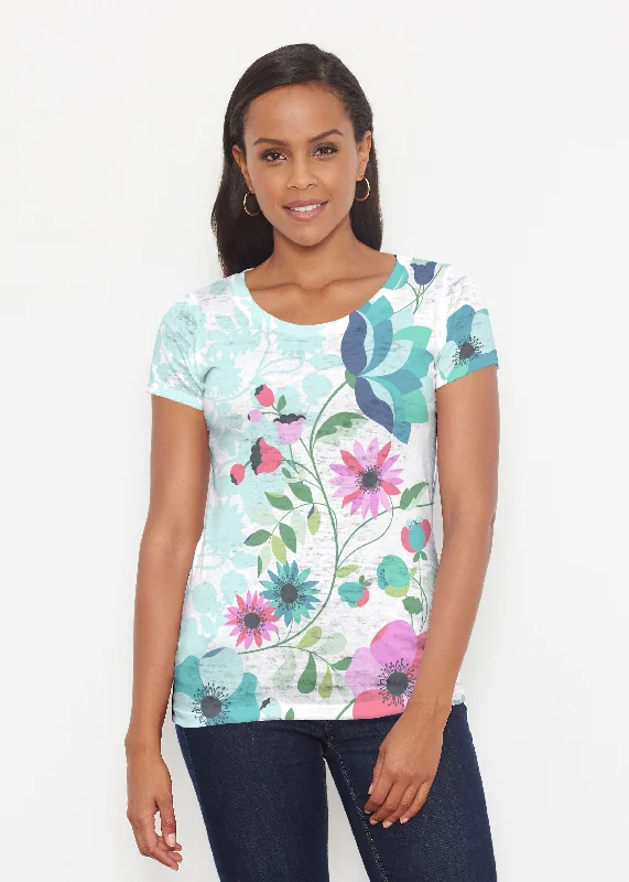 spaghetti strap women's topsFloral Vines (13420) ~ Signature Short Sleeve Scoop Shirt