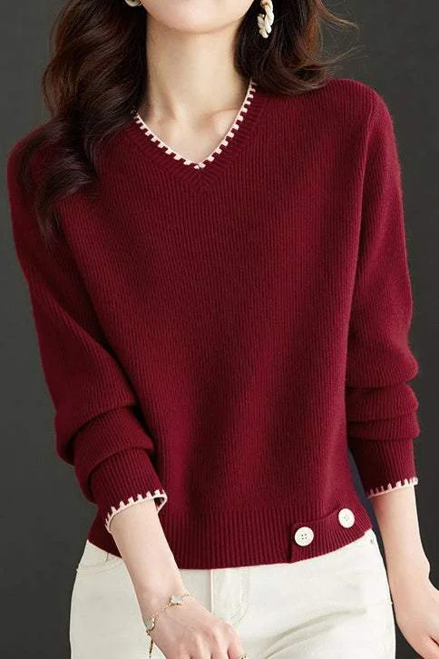 Patterned SweatersV-neck knitted sweaters