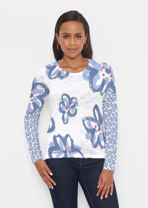 women's tops with sequin embellishmentsPainted Blooms (25068) ~ Signature Long Sleeve Crew Shirt