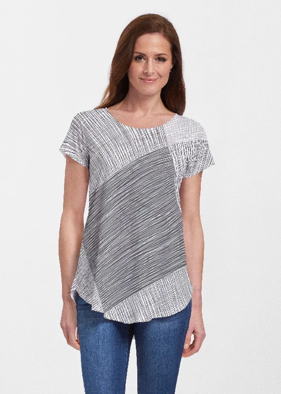 women's tops for maximalist fashion loversSketch (14205) ~ Signature Short Sleeve Scoop Neck Flowy Tunic