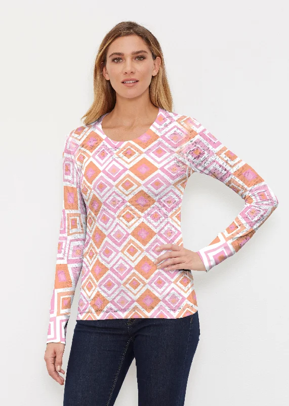 lace women's topsCubed Pink (7809) ~ Thermal Long Sleeve Crew Shirt