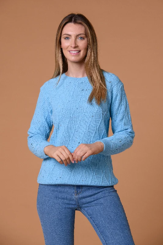 High-Quality Wool SweatersWavy Cable Sweater - Turquoise