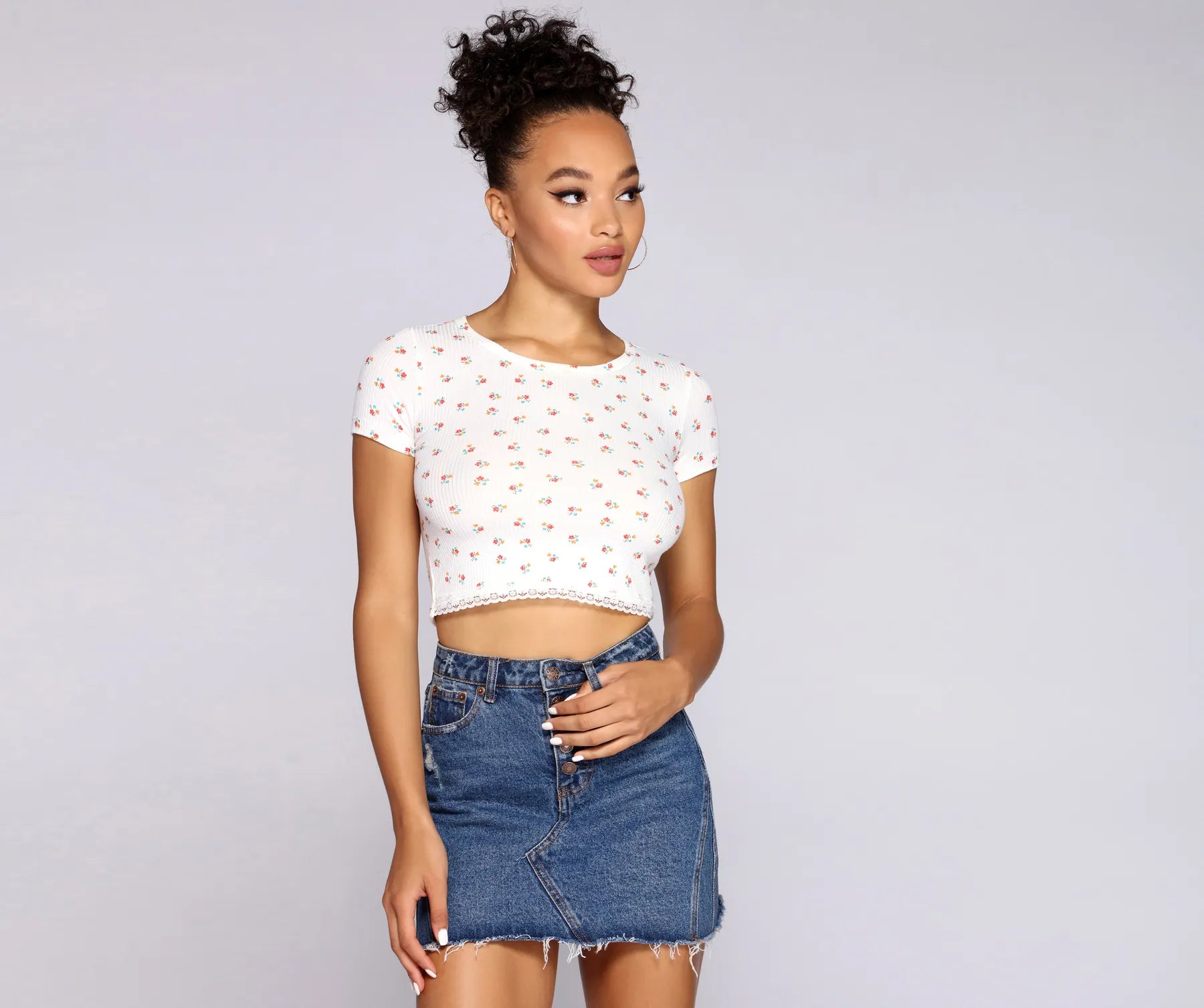 women's tops with flutter sleevesFeelin' The Floral Crop Top