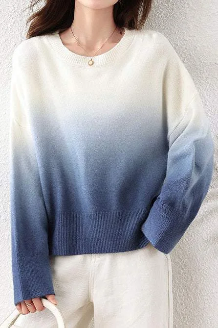 Chunky Men's SweatersBlue Ombre Gradient Sweater