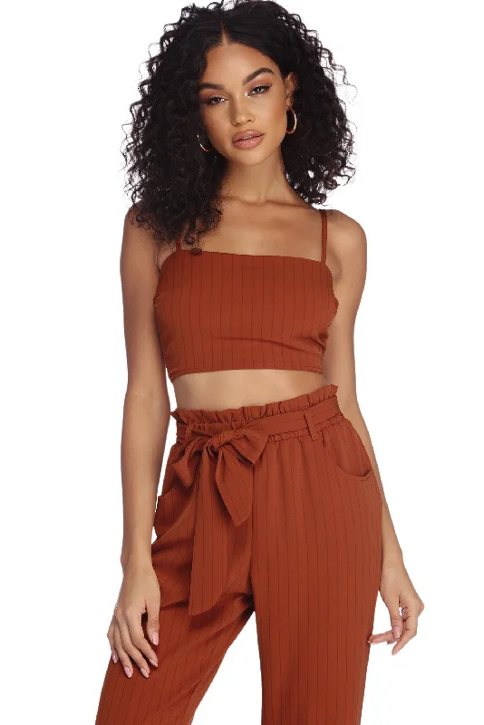 women's tops for those who want to wear pieces that are both comfortable and stylishStylish And Striped Crop Top