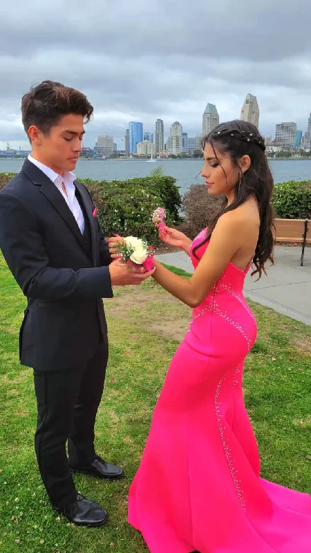 classic prom dressesElegant Hot Pink Mermaid Prom Dress,Chic Evening Dress  Y5415