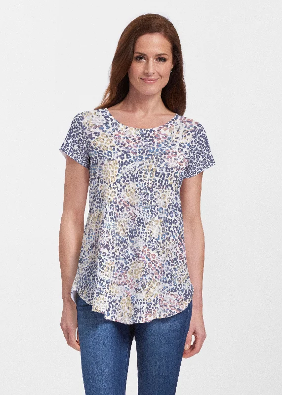 women's tops for cocktail partiesBrushed Jaguar Beige (7660) ~ Signature Short Sleeve Scoop Neck Flowy Tunic