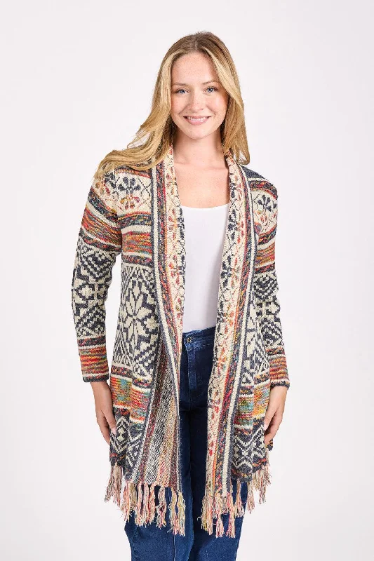 Turtle-Neck Wool SweatersFloral Cardigan With Fringe Hem