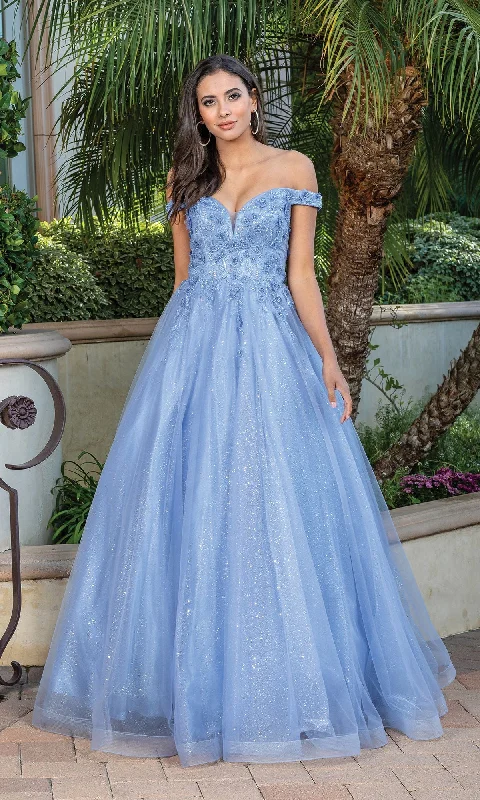 prom dresses for apple shapesOff-Shoulder Prom Ball Gown with Corset Back