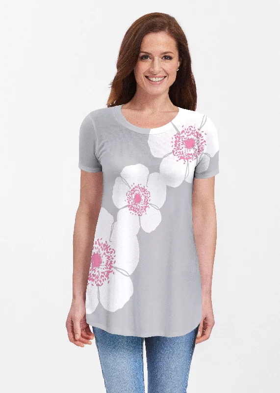 women's tops for those who want to add a touch of elegance and sophistication to their everyday wearPoppy Grey (7016) ~ Butterknit Short Sleeve Tunic