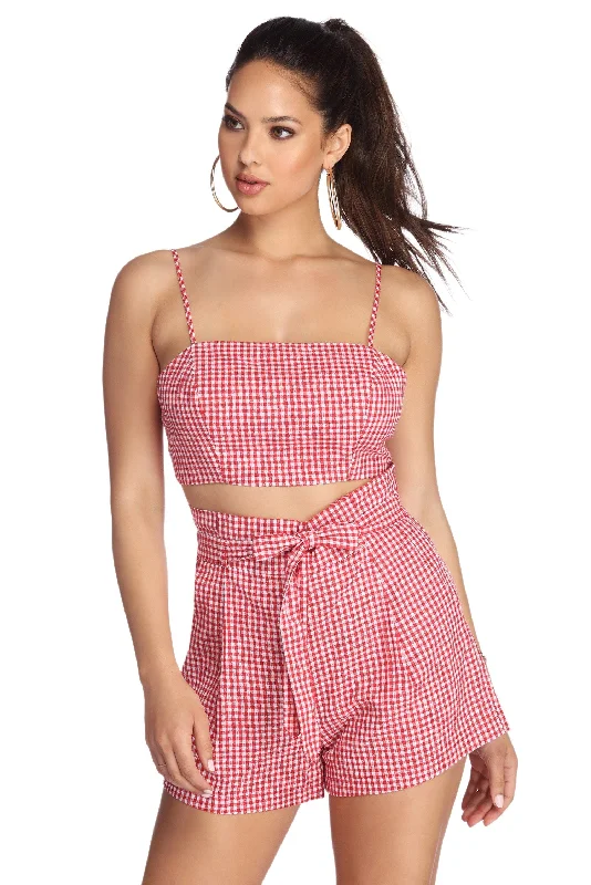 women's tops for those who want to stay updated with the latest fashion trendsPicnic Time Gingham Crop Top