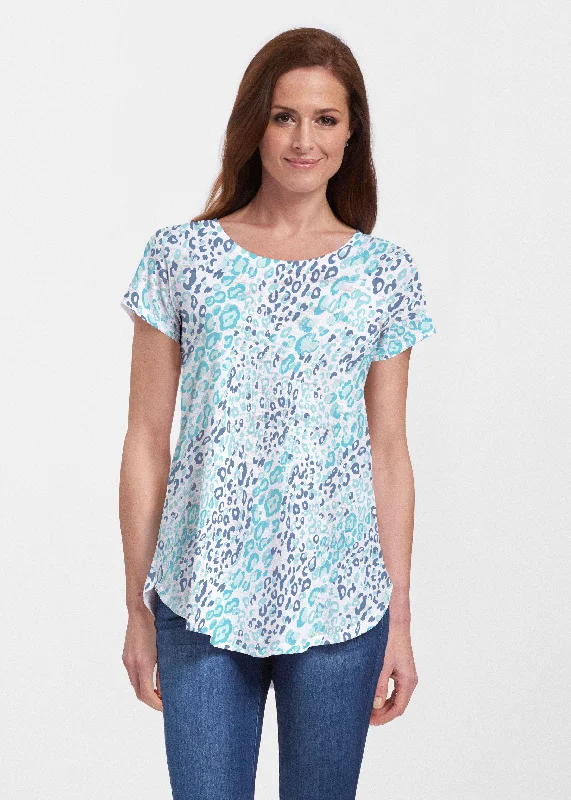 women's tops for those who want to wear pieces that are both comfortable and stylishCat Blue (7755) ~ Signature Short Sleeve Scoop Neck Flowy Tunic