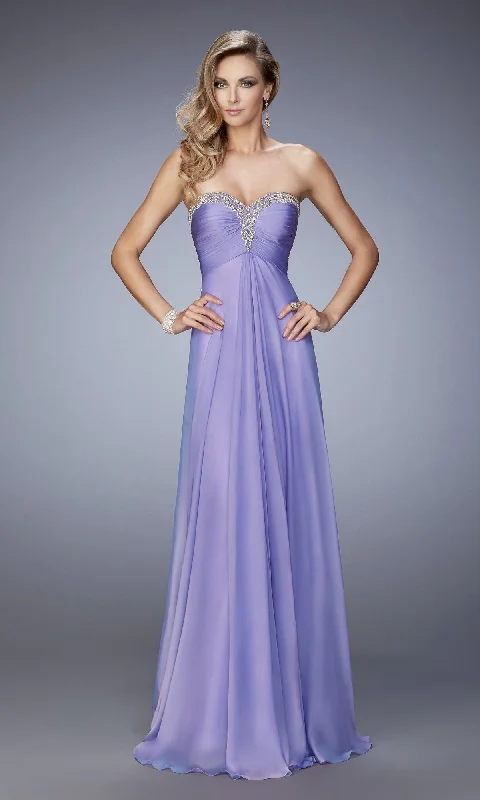 prom dress preservationLa Femme Strapless Chiffon Prom Dress 22115