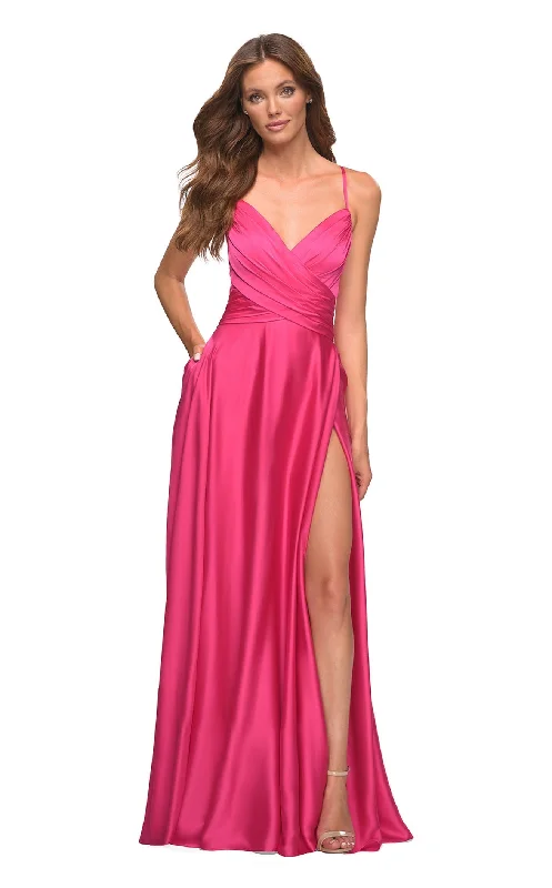 women's satin dressesLa Femme 30616CL Dress